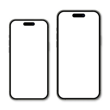 Gerçekçi model akıllı telefon. Akıllı telefon maketi. Aygıt ön görünümü. Gölgeli üç boyutlu cep telefonu. Vektör illüstrasyonu