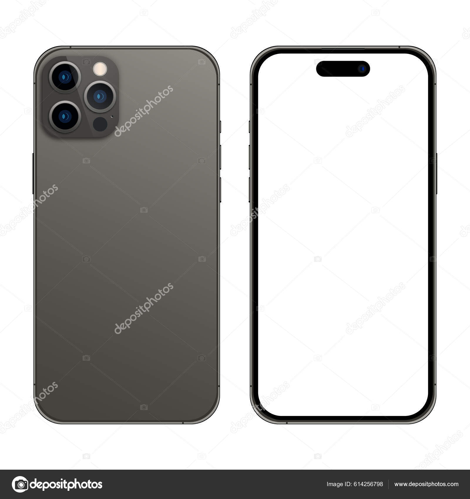 Модель Iphone Pro Макет Экрана Iphone Задней Стороны Iphone Iphone Стоковый  вектор ©aozorastock 614256798