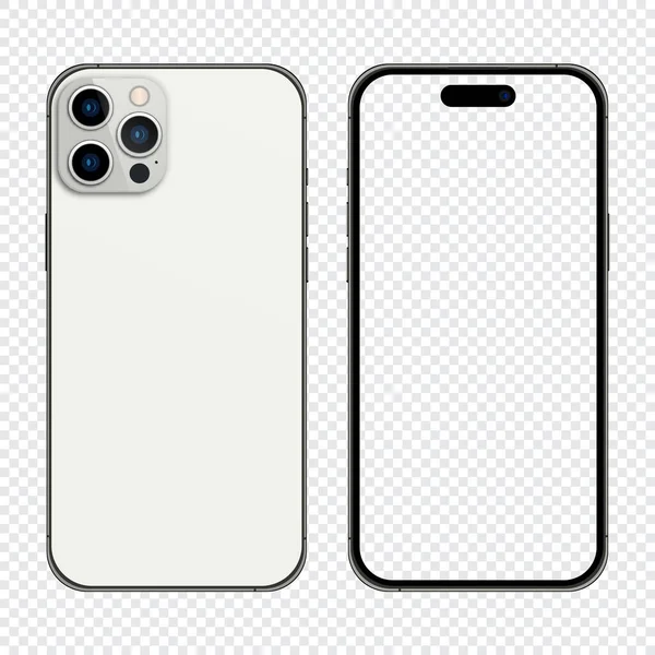 Iphone 14プロモックアップ モックアップ画面のIphoneと背面のIphone Iphone 14のリアルなベクター スマートフォンのモックアップ ベクターイラスト — ストックベクタ