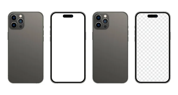 Iphone 14 profesyonel model. İphone 14 gerçekçi vektör. Akıllı telefon maketi. Mokup ekran iPhone ve arka taraf iPhone. Cep telefonu modellemesi. Gerçekçi cihaz modeli. Vektör illüstrasyonu