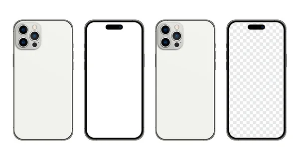 Iphone 14 profesyonel model. İphone 14 gerçekçi vektör. Akıllı telefon maketi. Mokup ekran iPhone ve arka taraf iPhone. Cep telefonu modellemesi. Gerçekçi cihaz modeli. Vektör illüstrasyonu