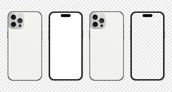 Iphone 14 profesyonel model. İphone 14 gerçekçi vektör. Akıllı telefon maketi. Mokup ekran iPhone ve arka taraf iPhone. Cep telefonu modellemesi. Gerçekçi cihaz modeli. Vektör illüstrasyonu