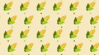 Nasırlı şablon. Mısır sebze animasyonu. Nasırlı şirin bir animasyon. Sağlıklı yemek geçmişi. 4K kusursuz döngü video görüntüleri