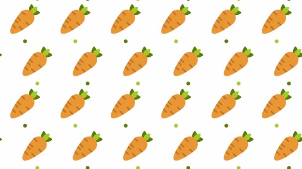 Візерунок Фону Апельсиновою Морквою Морквяна Рослинна Анімація Мила Візерункова Анімація — стокове відео