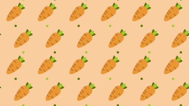 Образец Фона Апельсиновой Морковью Анимация Морковных Овощей Милая Анимация Морковью — стоковое видео