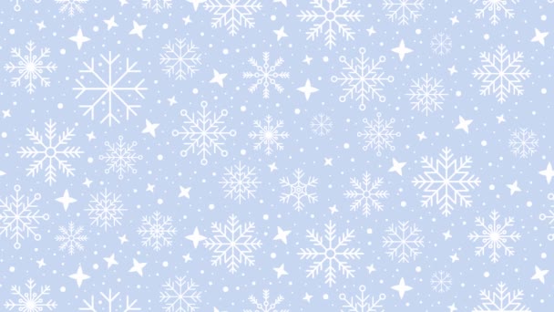 Bezproblémový Vzor Sněhovými Vločkami Modrém Pozadí Zimní Pozadí Sněhovými Vločkami — Stock video