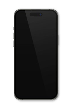 Gerçekçi model akıllı telefon. Akıllı telefon maketi. Aygıt ön görünümü. Gölgeli üç boyutlu cep telefonu. Vektör illüstrasyonu