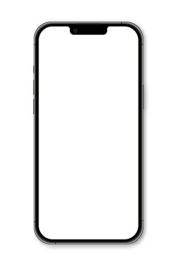 Gerçekçi model akıllı telefon. Akıllı telefon maketi. Aygıt ön görünümü. Gölgeli üç boyutlu cep telefonu. Vektör illüstrasyonu