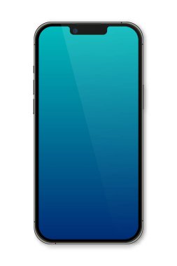 Gerçekçi model akıllı telefon. Akıllı telefon maketi. Aygıt ön görünümü. Gölgeli üç boyutlu cep telefonu. Vektör illüstrasyonu