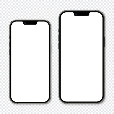 Gerçekçi model akıllı telefon. Akıllı telefon maketi. Aygıt ön görünümü. Gölgeli üç boyutlu cep telefonu. Vektör illüstrasyonu