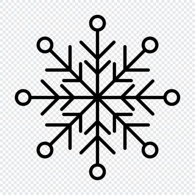 Kar taneleri. Kar tanesi ikonu. Satır dizaynında basit kar tanesi simgesi. Kar tanesi sembolü. Vektör illüstrasyonu