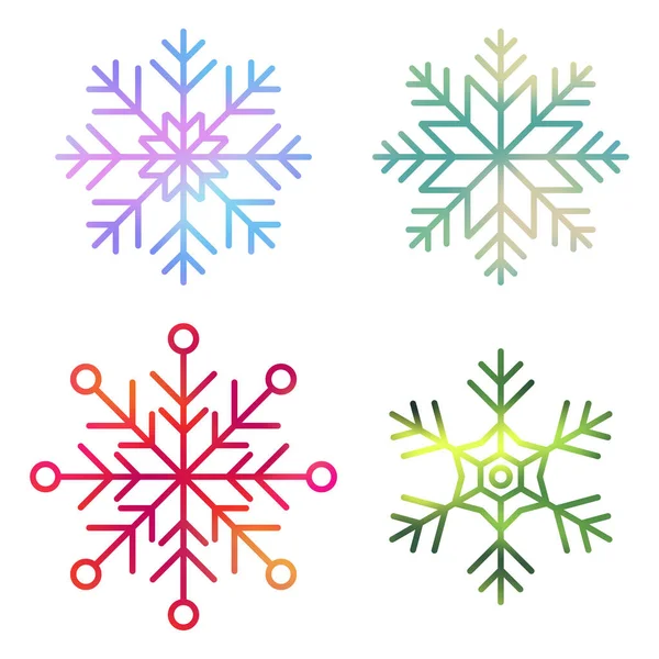 Набор Векторных Акварельных Снежинок Коллекция Художественных Снежинок Акварельной Текстурой Снежинки — стоковый вектор