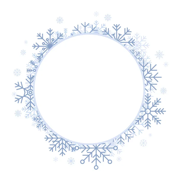 Flocons Neige Cercle Blanc Nouvel Fond Rond Hiver Avec Flocons — Image vectorielle