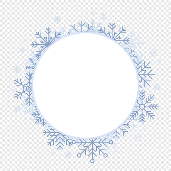 Flocons Neige Cercle Blanc Nouvel Fond Rond Hiver Avec Flocons — Image vectorielle
