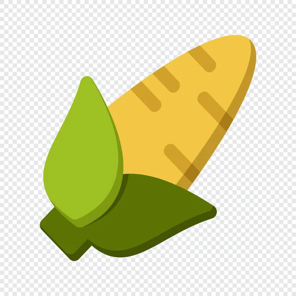コーンアイコン カラフルな漫画のトウモロコシのアイコン コーンベクトル分離 緑の葉を持つ黄色のトウモロコシ フラットスタイルの野菜 コーンロゴ ベクターイラスト — ストックベクタ