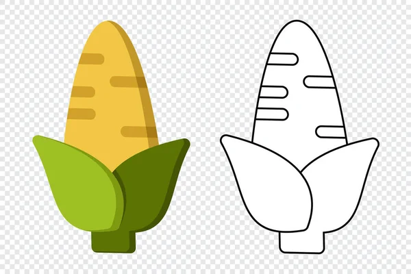 玉米着色书 多汁的甜玉米 孩子们的教育游戏水果和蔬菜 给孩子们配色的书学龄前儿童教育游戏 矢量说明 — 图库矢量图片