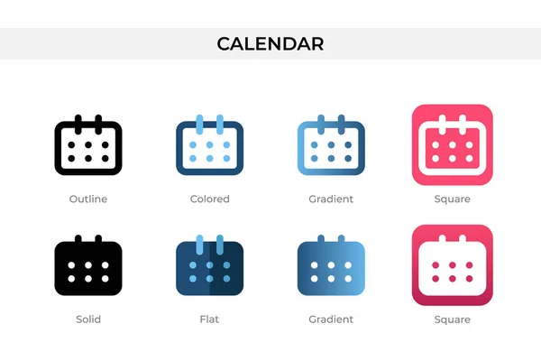 Ημερολόγιο Εικονίδιο Διαφορετικό Στυλ Εικονίδια Διάνυσμα Ημερολόγιο Σχεδιαστεί Περίγραμμα Στερεά — Διανυσματικό Αρχείο