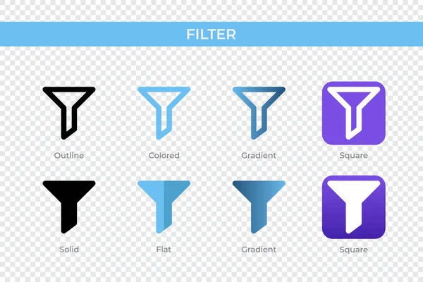 Filter Symbol Unterschiedlichem Stil Filtervektorsymbole Die Umrissen Durchgefärbt Farbig Gradient — Stockvektor