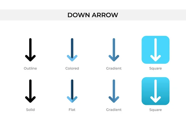 Ner Pil Ikonen Olika Stil Ner Pil Vektor Ikoner Utformade — Stock vektor