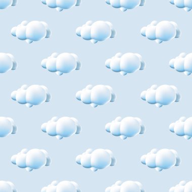 Bulutlu kusursuz desen. Tatlı Bulutlar Şablonu. Çizgi film bulutları arka plan mavi gökyüzü pürüzsüz desen. Vektör illüstrasyonu