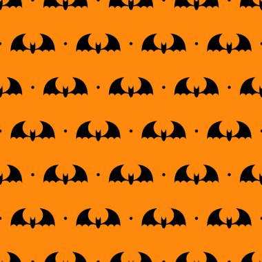 Siyah yarasalarla vektör kusursuz desen. Yarasaların siluetleri pürüzsüz. Fındık faresi ile korkunç sonsuz bir arka plan. Vektör illüstrasyonu