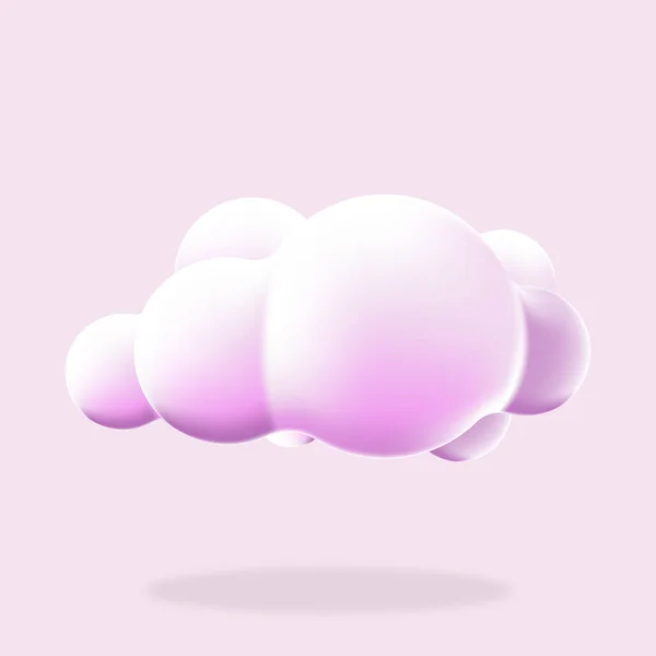 Nube Sfondo Isolato Render Morbido Rotondo Cartone Animato Soffice Icona — Vettoriale Stock