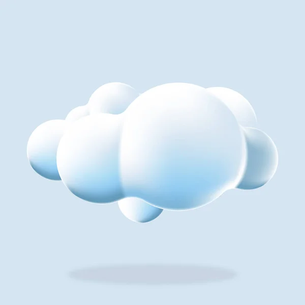 Cloud Isolated Background Render Soft Cartoon Fluffy Cloud Icon Blue — Stock Vector