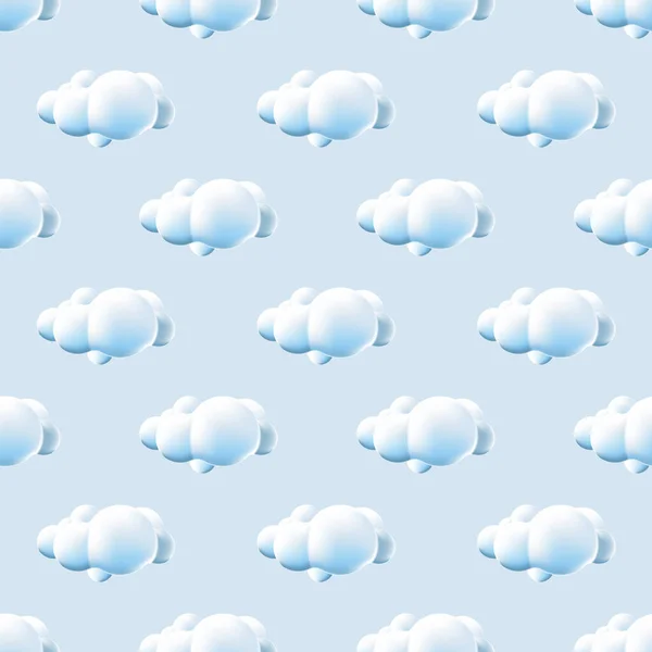 Безшовний Візерунок Хмарами Милі Хмари Мультяшні Хмари Фоні Блакитного Неба — стоковий вектор