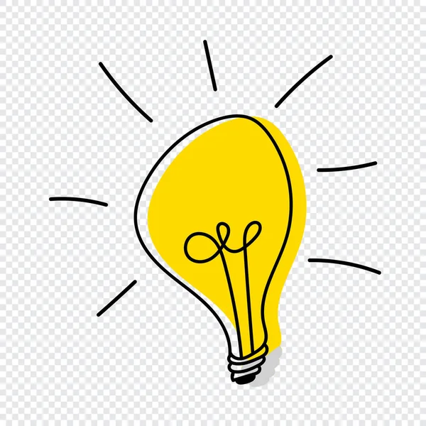 Glühbirnen Doodle Handgezeichnetes Ideensymbol Lösungskonzept Handgezeichnetes Grobes Glühbirnen Logo Glühbirnen — Stockvektor