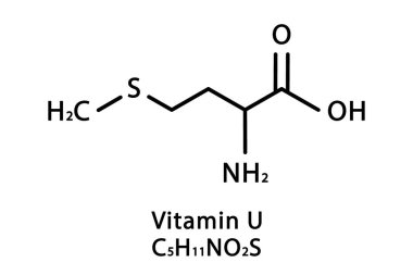 U vitamini S-Metilmethionin moleküler yapısı. U vitamini S-Metilmethionin iskelet kimyasal formülü. Kimyasal moleküler formüller