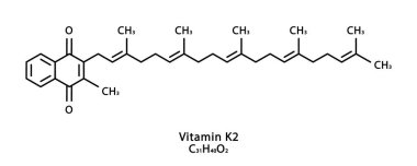 K2 vitamini Menaquinone moleküler yapısı. K2 vitamini Menaquinone iskelet kimyasal formülü. Kimyasal moleküler formüller