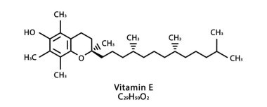 E vitamini Tocotrienol moleküler yapısı. E vitamini Tocotrienol iskelet kimyasal formülü. Kimyasal moleküler formüller