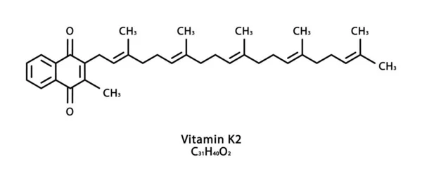 Vitamin K2 Menaquinon molekylær struktur. Vitamin K2 Menaquinone skelet kemisk formel. Kemiske molekylære formler – Stock-vektor