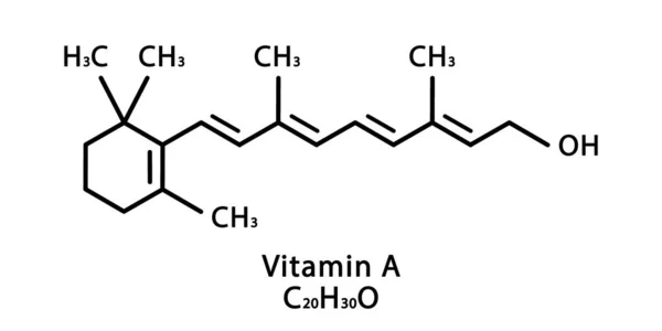 A-vitamin Retinol molekuláris szerkezet. A-vitamin Retinol csontváz kémiai képlet. Kémiai molekuláris képletek — Stock Vector