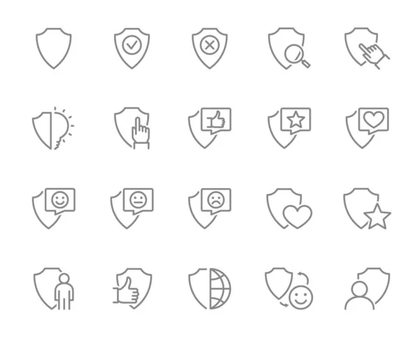 Set von Verteidigungslinien-Symbolen. Schild, Sicherheit, Schutz, Schutz, Sicherheit und mehr. — Stockvektor
