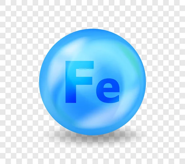 Mineral Fe Ferrum. Médicament publicité nutritionnelle des médicaments. Concept d'illustration complexe vitaminique. — Image vectorielle