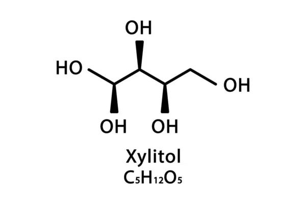 Ксиліт молекулярна структура. Хімічна формула скелета Xylitol. Хімічна молекулярна формула Векторні ілюстрації — стоковий вектор