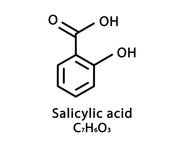 Structure moléculaire de l'acide salicylique. Formule chimique squelettique de l'acide salicylique. Illustration vectorielle de formule moléculaire chimique — Image vectorielle