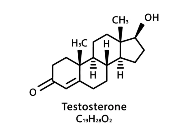 Estructura molecular de testosterona. Testosterona fórmula química esquelética. Ilustración de vectores de fórmula molecular química — Archivo Imágenes Vectoriales