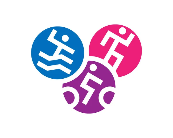 Шаблон логотипа Триатлона. Простой спортивный логотип. Символы плавания, бега и езды на велосипеде. — стоковый вектор