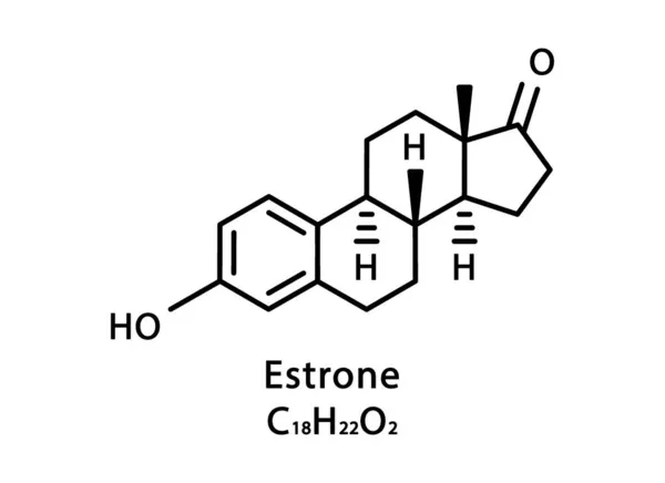 Estrutura molecular do estrono. Fórmula química esquelética de estrona. Fórmula molecular química ilustração vetorial — Vetor de Stock