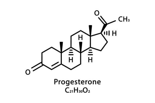Estrutura molecular da progesterona. Fórmula química esquelética de progesterona. Fórmula molecular química ilustração vetorial — Vetor de Stock