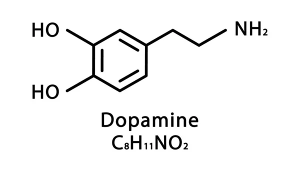 Dopamin molekuláris szerkezet. Dopamin csontváz kémiai képlet. Kémiai molekuláris képlet vektor illusztráció — Stock Vector