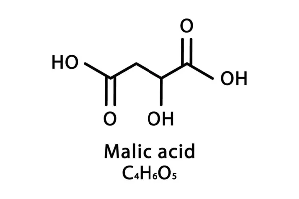 Structure moléculaire de l'acide malique. Formule chimique squelettique de l'acide malique. Illustration vectorielle de formule moléculaire chimique — Image vectorielle