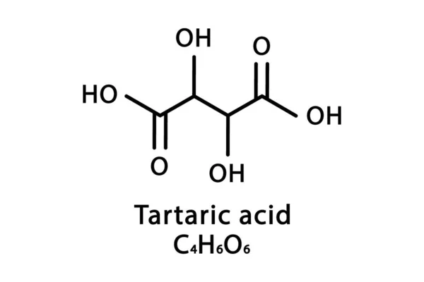 酒石酸分子構造。タータル酸骨格化学式。化学分子式ベクトル図 — ストックベクタ