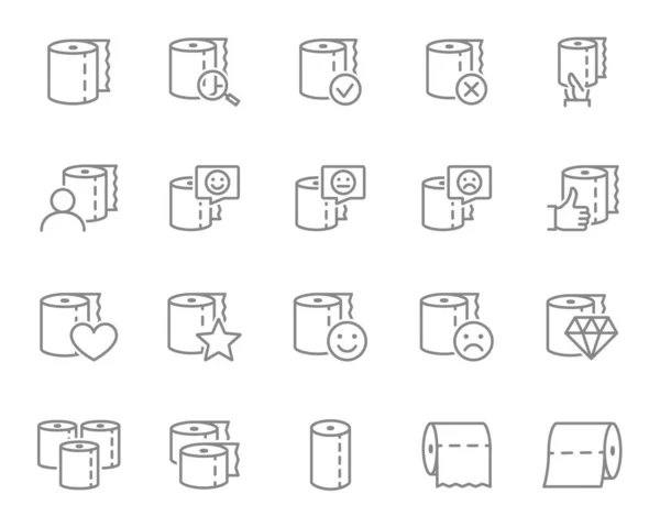 Conjunto de ícones de linha de papel higiênico. Toalhitas molhadas, rolos de toalete, guardanapo em camadas, tecido molhado, rolo de papel e muito mais. — Vetor de Stock