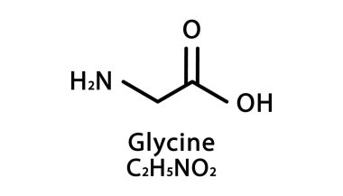 Glisin moleküler yapısı. Glisin iskelet kimyasal formülü. Kimyasal moleküler formül vektör çizimi