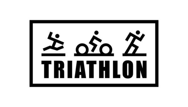 Triathlon banner design ilustração. Padrão de linha de triatlo para evento esportivo, corrida e clube de ciclismo. Desenho de ilustração de cartaz. — Vetor de Stock