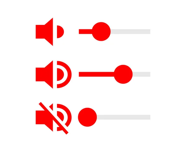 Botón de volumen de sonido con iconos deslizantes. Control de audio, altavoz, símbolo del altavoz — Vector de stock