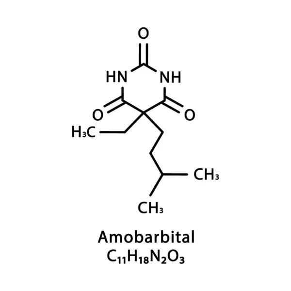 Amobarbitale moleculaire structuur. Amylobarbitonskelet chemische formule. Chemische moleculaire formule vector illustratie — Stockvector